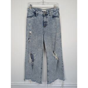 Avec Les Filles Jeans High Waisted Stone Wash Distressed Destroyed Baggy Size 28